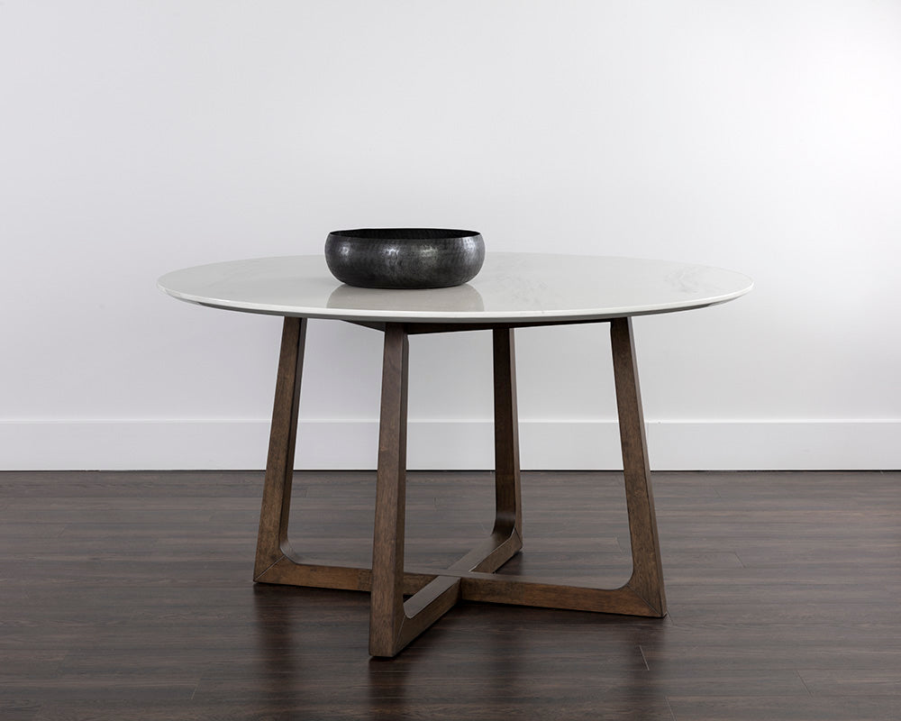 Flores Dining Table - Ebony Brown - White Marble - 53"