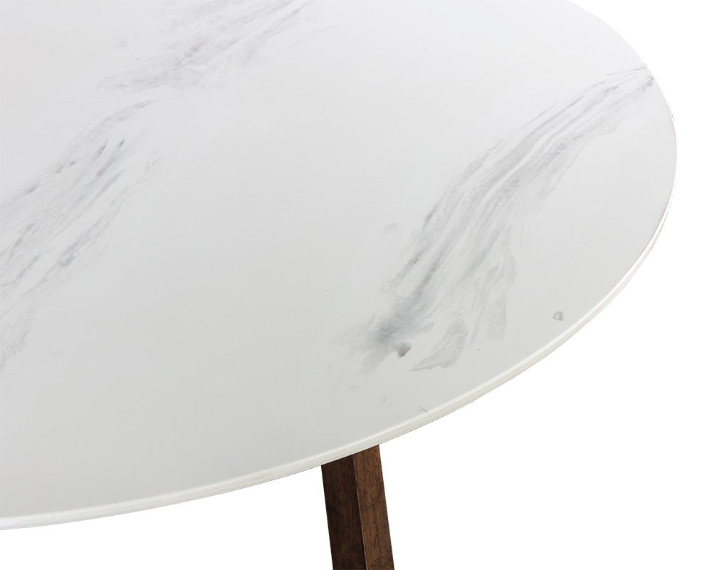 Flores Dining Table - Ebony Brown - White Marble - 53"