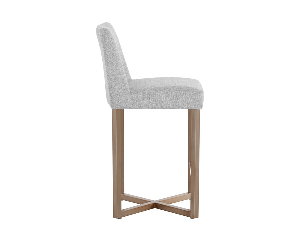 Howard Counter Stool - Antique Brass - Belfast Heather Grey