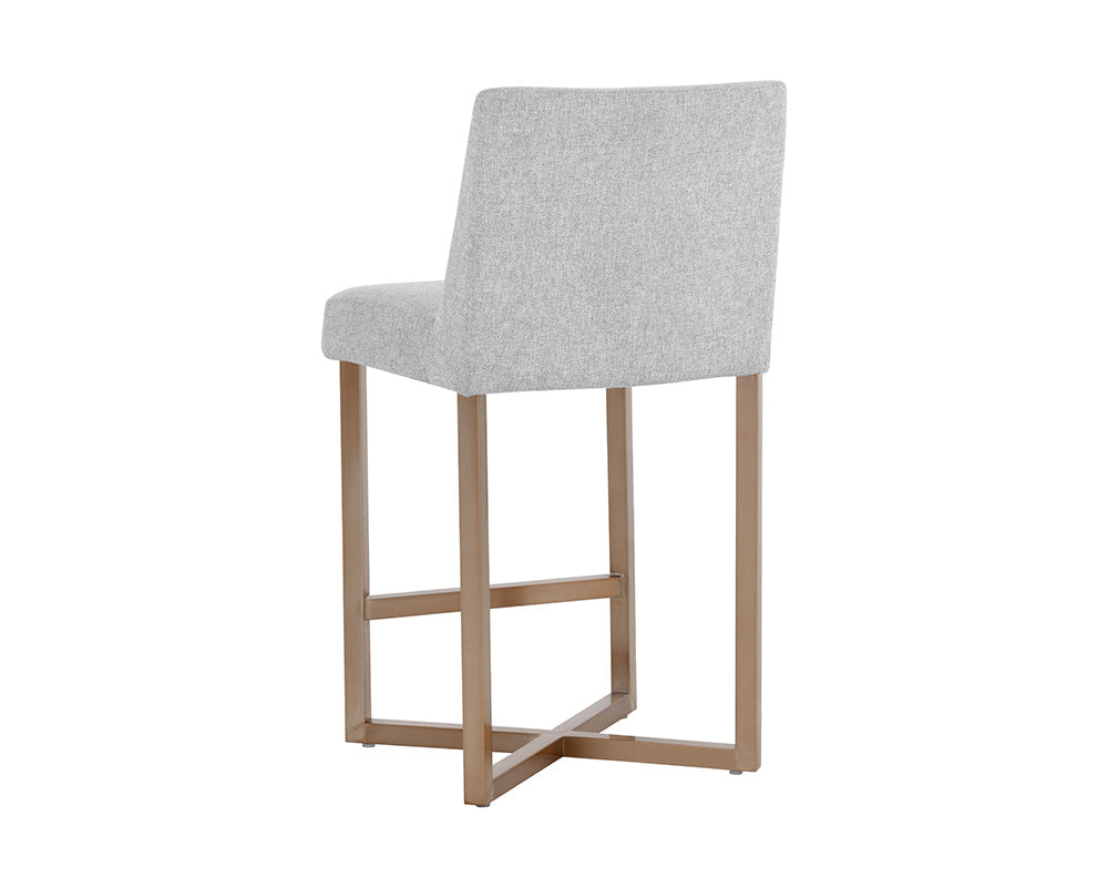 Howard Counter Stool - Antique Brass - Belfast Heather Grey