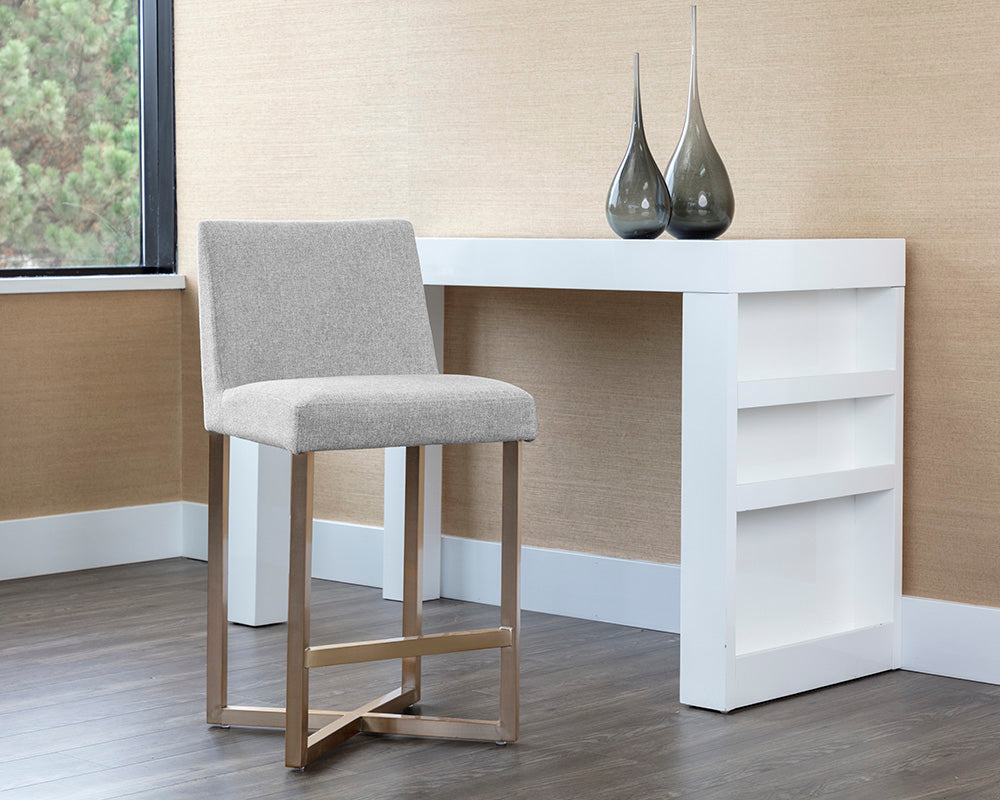 Howard Counter Stool - Antique Brass - Belfast Heather Grey