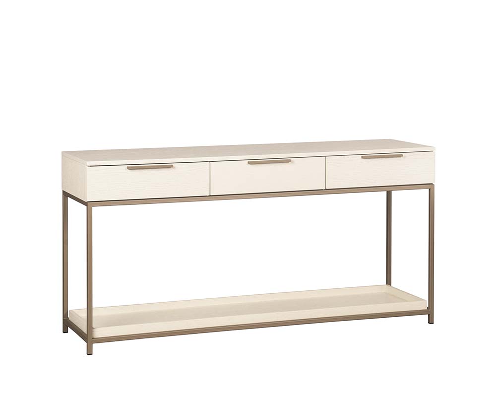 Rebel Console Table With Drawers - Champagne Gold - Cream