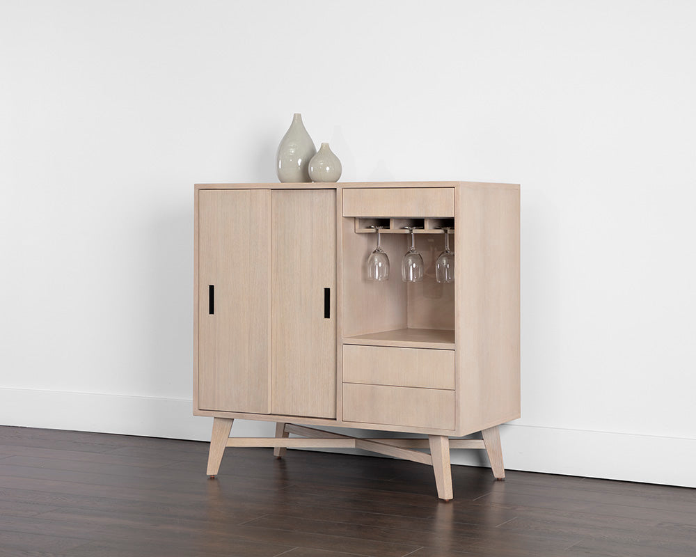 Caven Bar Cabinet - Light Oak