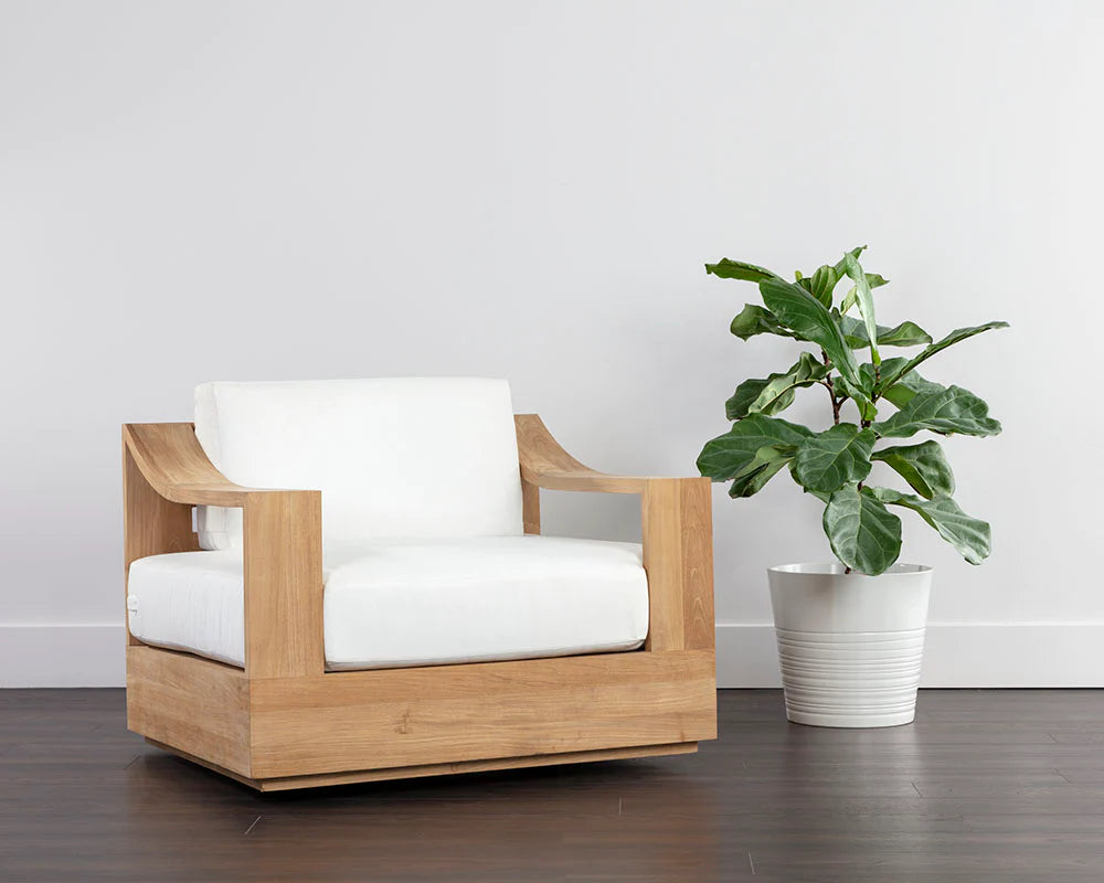 Tahiti Swivel Lounge Chair - Stinson White - Natural (Patio/Outdoor)