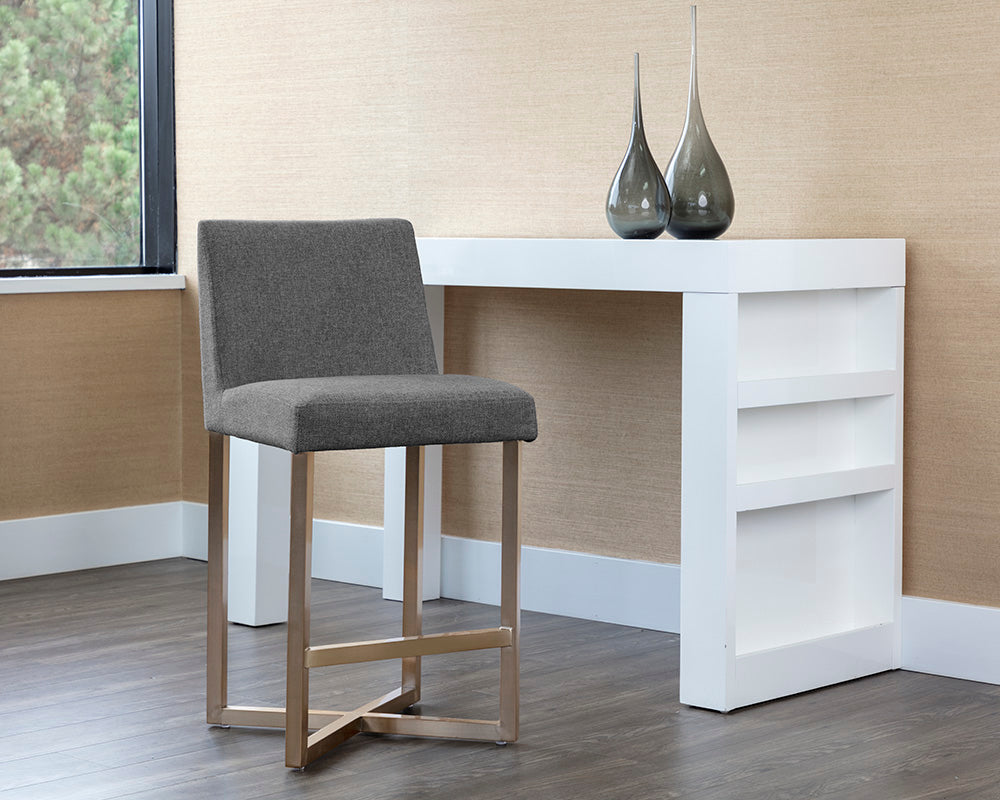 Howard Counter Stool - Antique Brass - Belfast Koala Grey