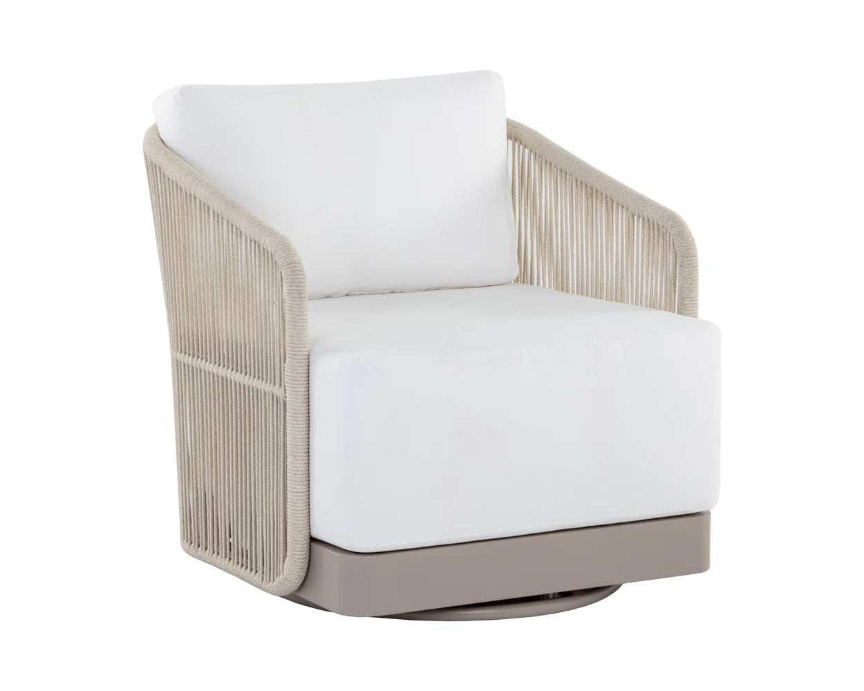 Allariz Swivel Armchair - Stinson White - Greige (Patio/Outdoor)