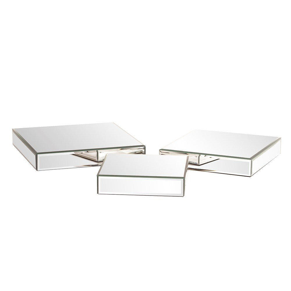 Square Mirrored Display Platforms - set of 3