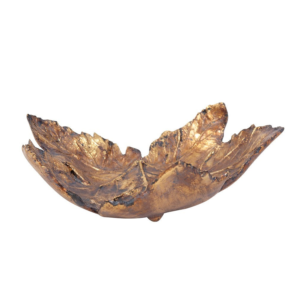 Antique Gold Maple Leaf Tray, Large
