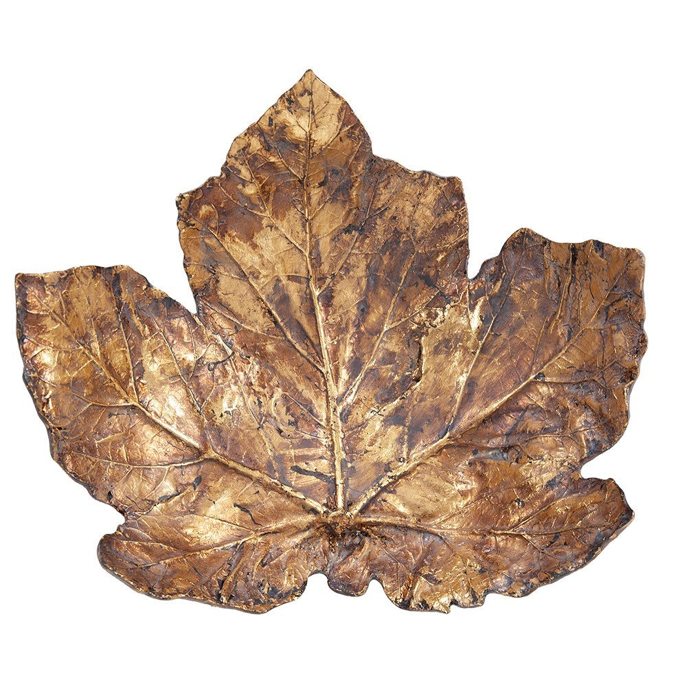 Antique Gold Maple Leaf Tray, Large
