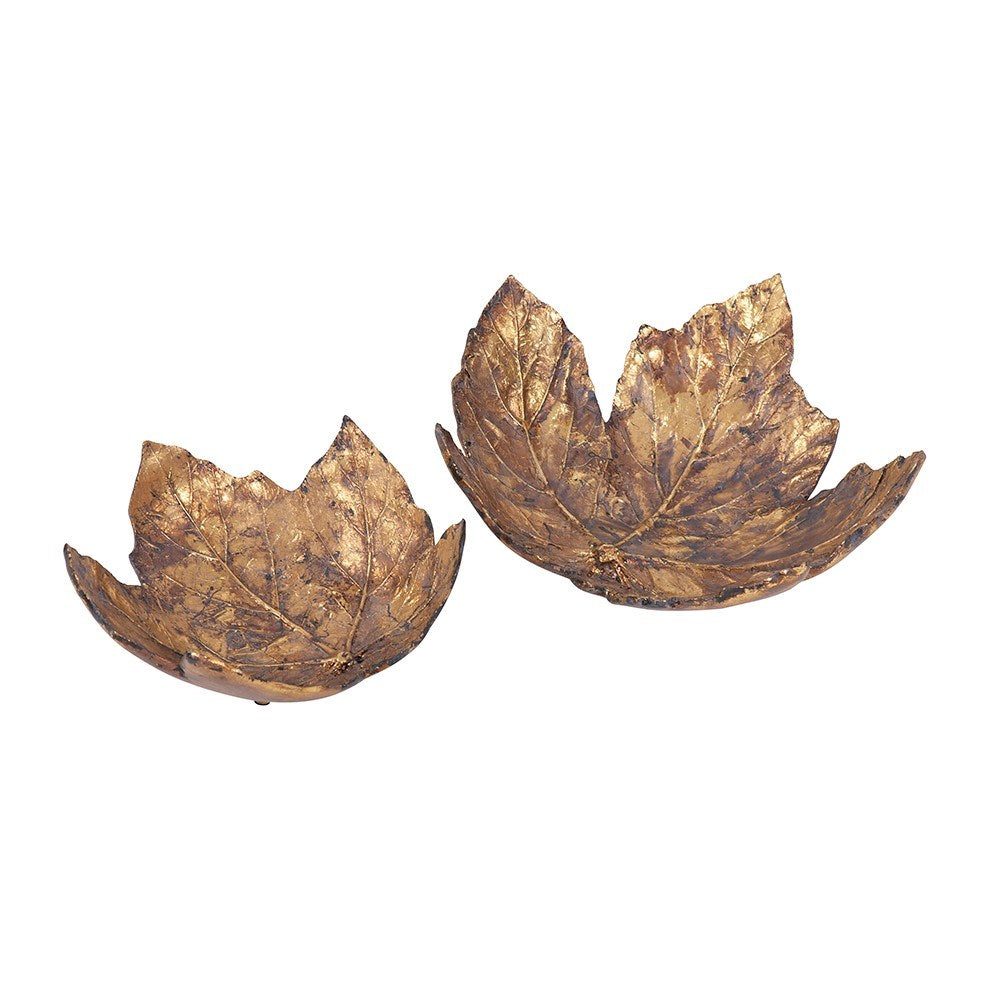 Antique Gold Maple Leaf Tray, Large