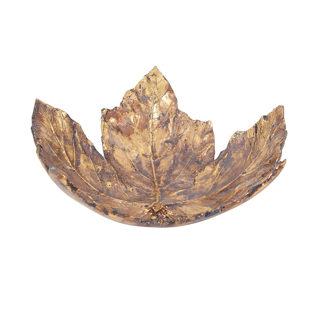 Antique Gold Maple Leaf Tray, Large