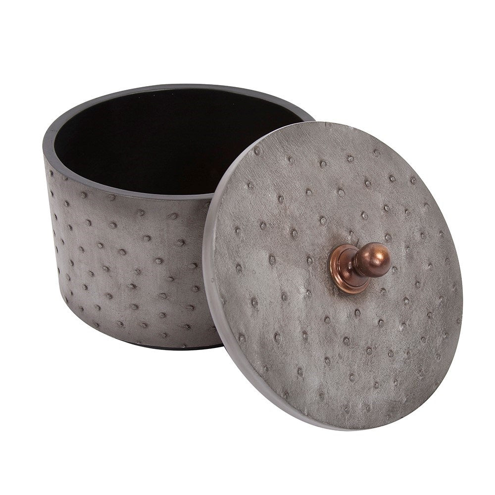Round Faux Ostrich Skin Decorative Box, Medium
