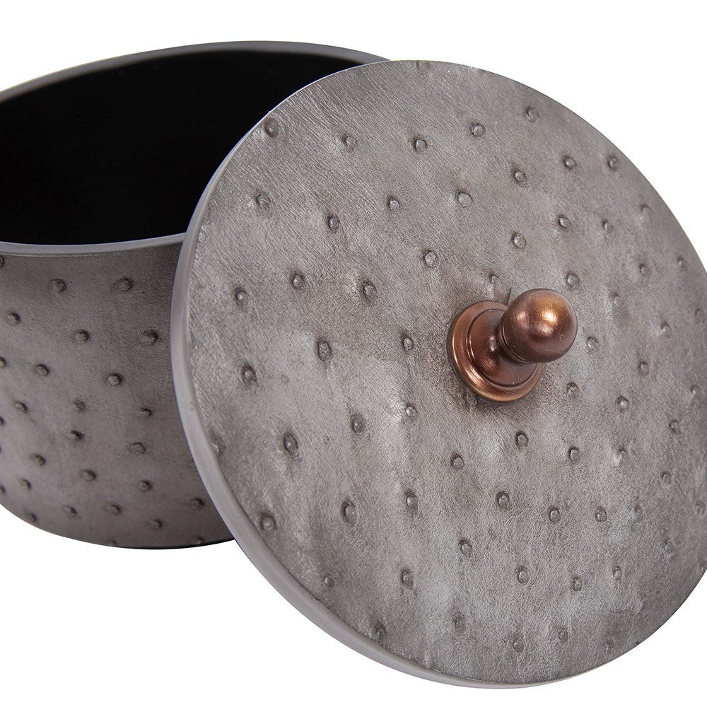 Round Faux Ostrich Skin Decorative Box, Medium