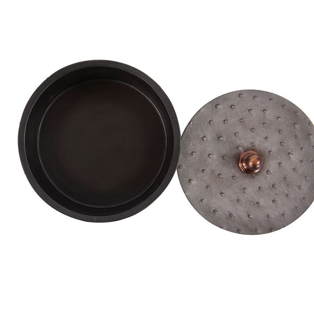 Round Faux Ostrich Skin Decorative Box, Medium