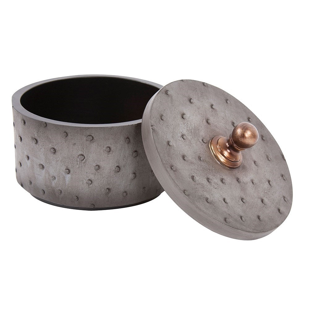 Round Faux Ostrich Skin Decorative Box, Small