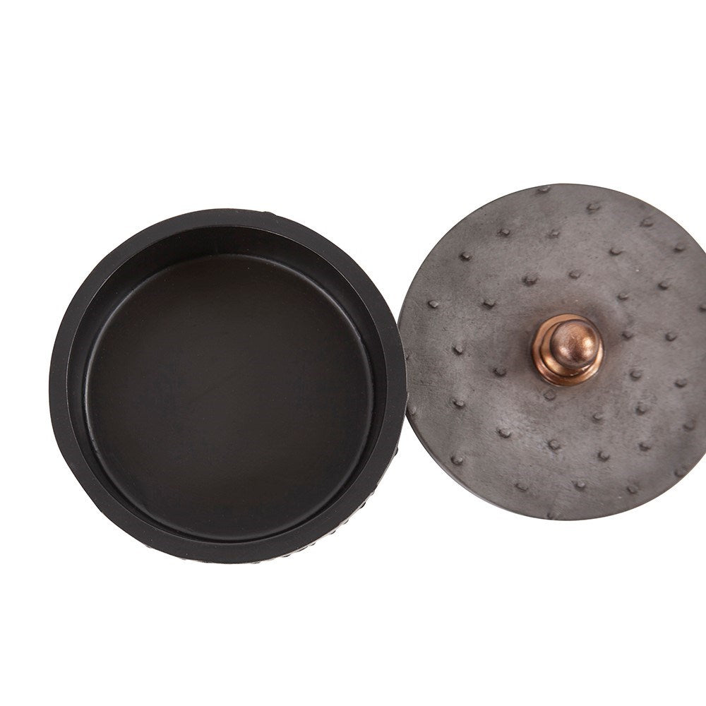 Round Faux Ostrich Skin Decorative Box, Small