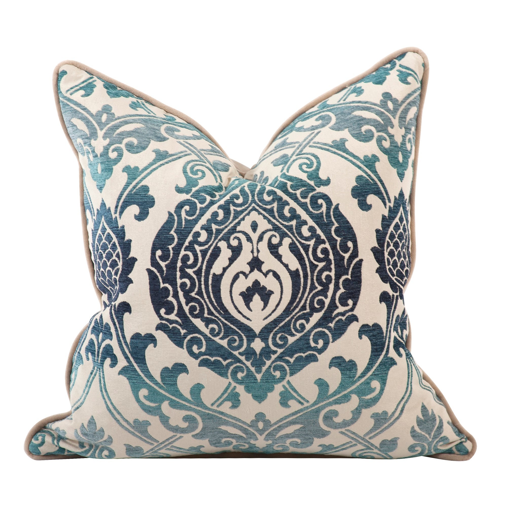 Damask Indigo Down Pillow- 20" x 20"