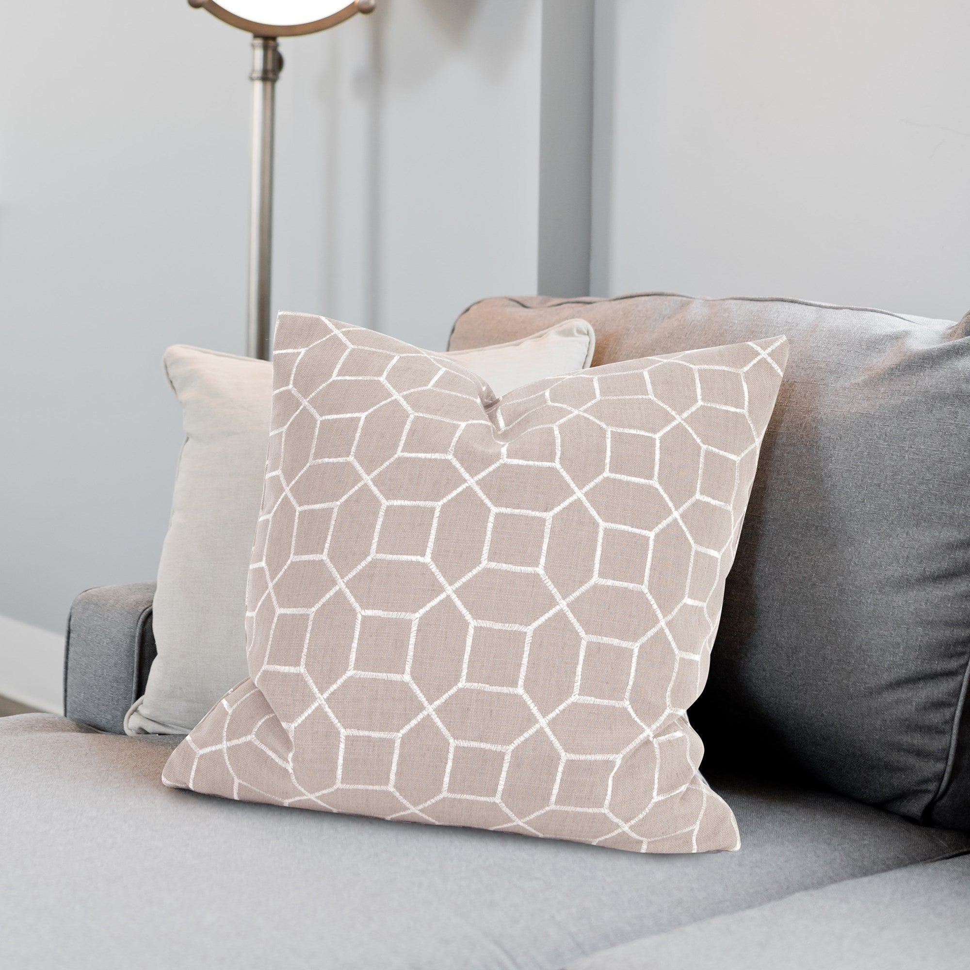 Trellis Slate Down Pillow- 20" x 20"