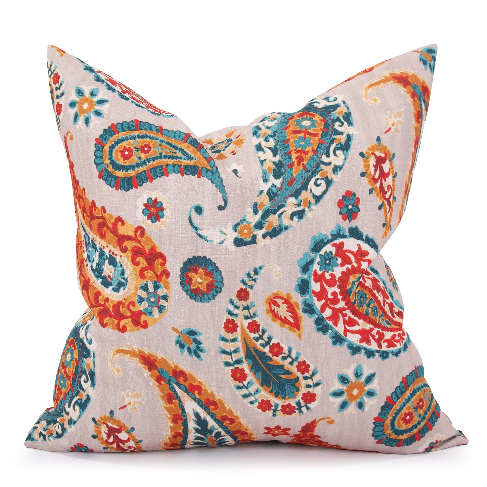 Boteh Turquoise Down Pillow- 24" x 24"