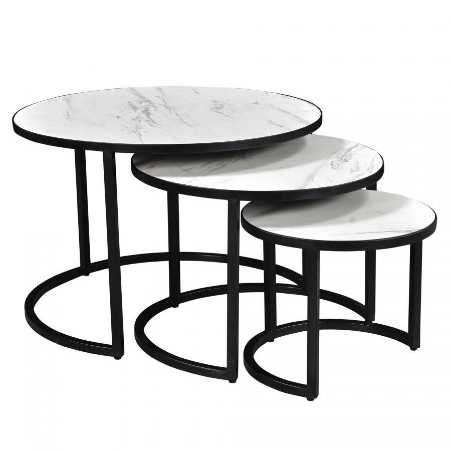 Darsh 3pc White Marble Coffee Table