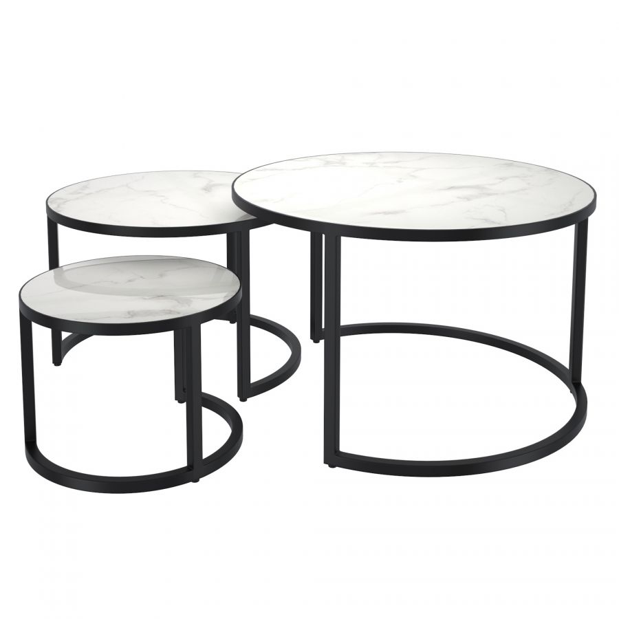 Darsh 3pc White Marble Coffee Table