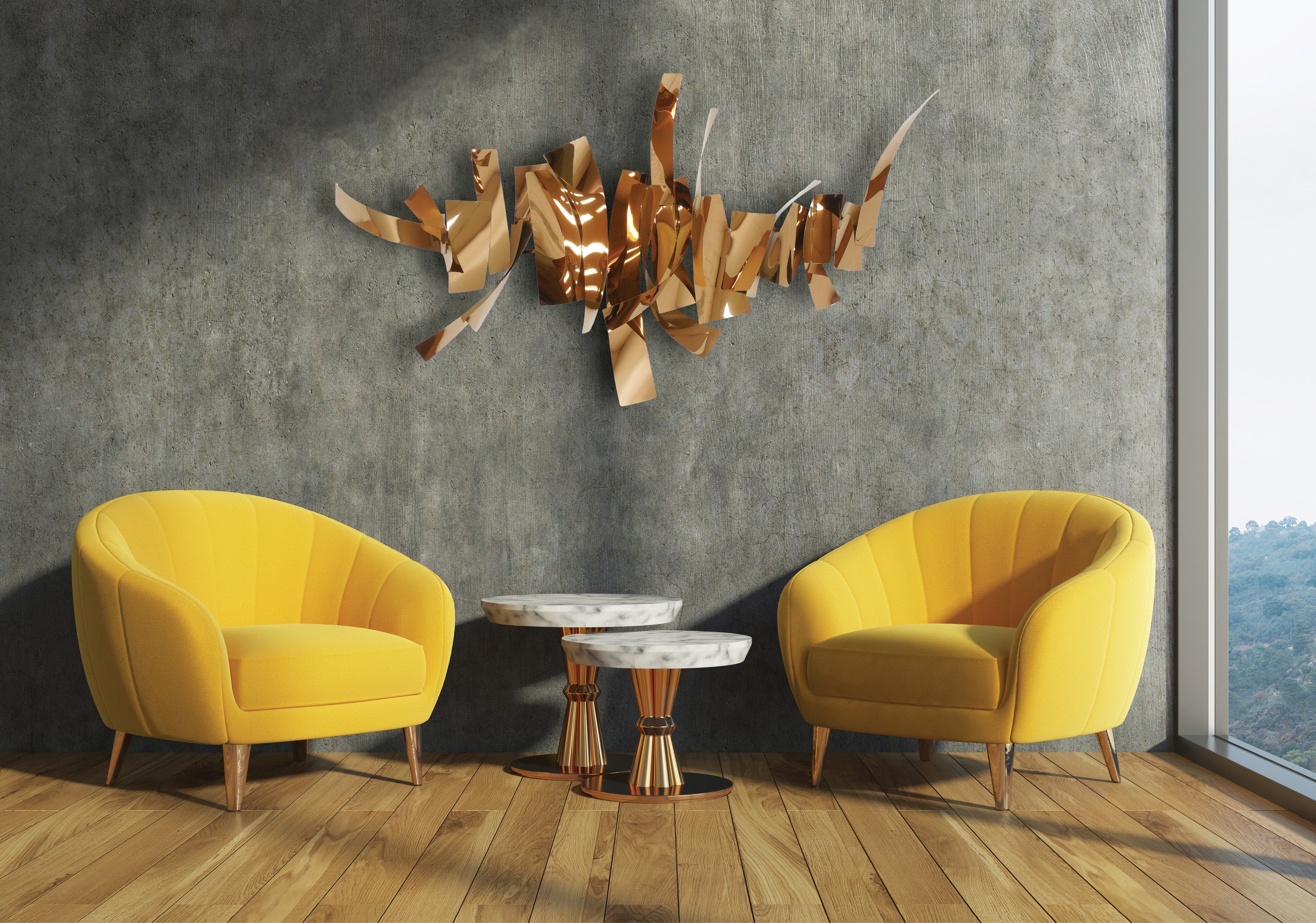 Rock Crevice Medium-Rose Gold- Wall Art