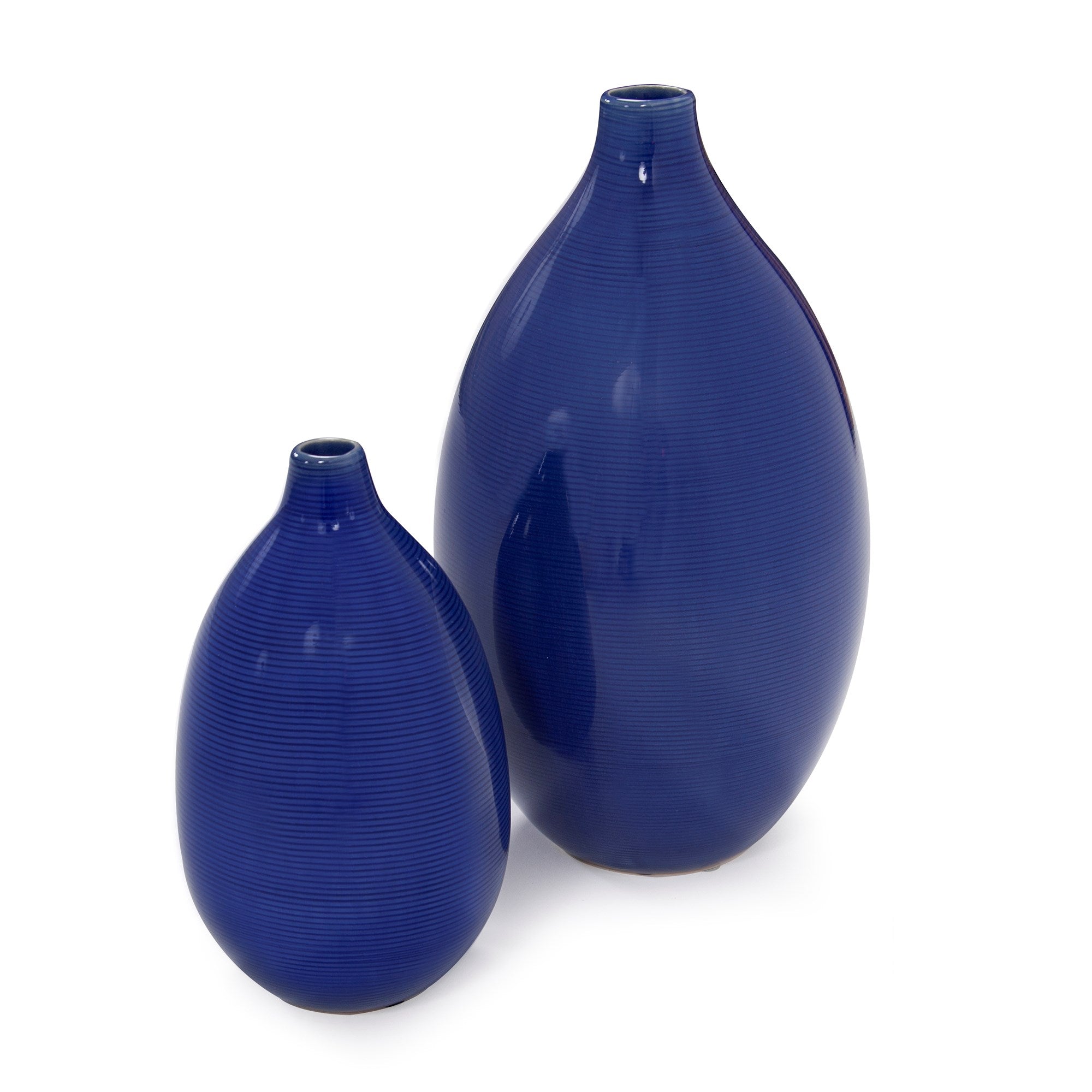 Cobalt Blue Glaze Ceramic Vases - Set of 2