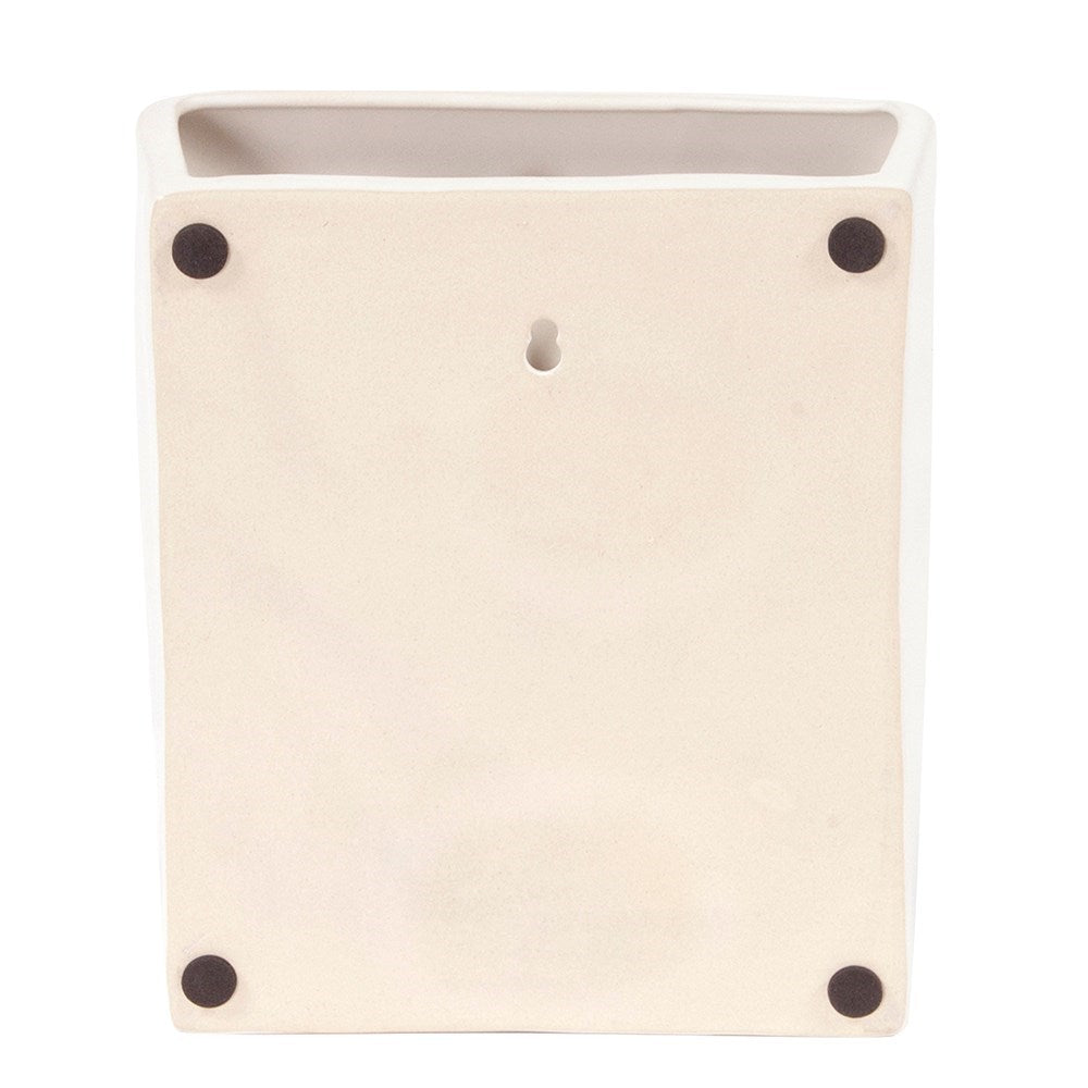 Abstract Buddha Face in Eggshell White Ceramic Wall Vase