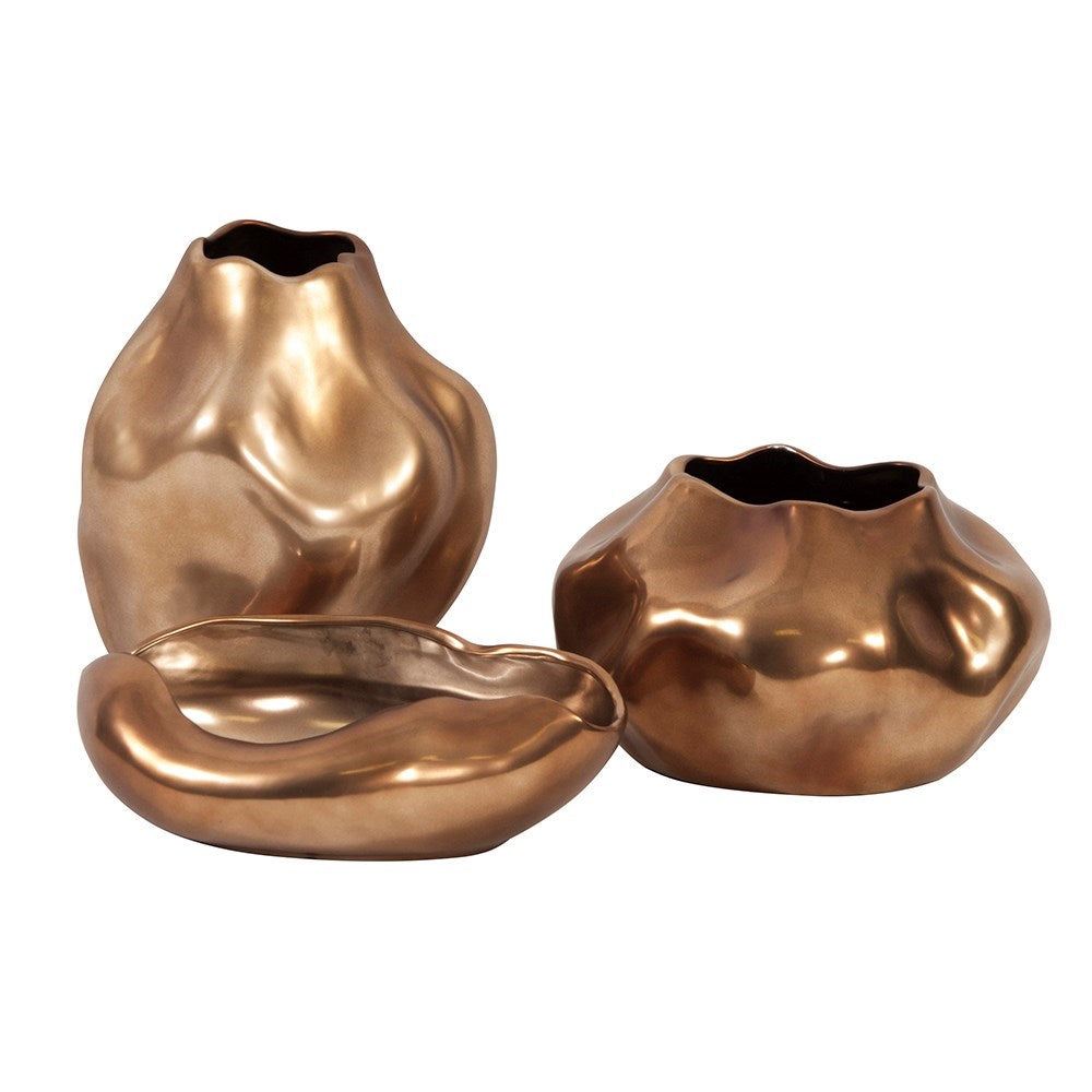 Matte Bronze Abstract Ceramic Bowl