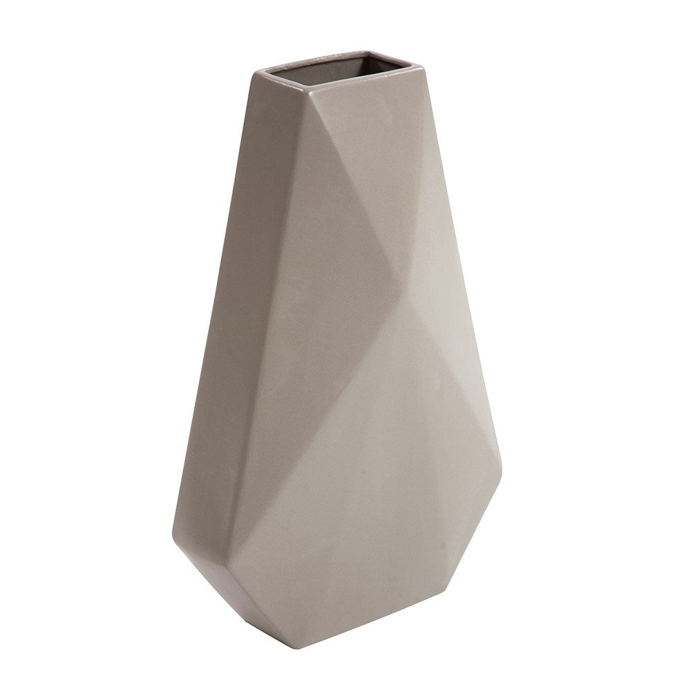 Geo Matte Stone Ceramic Vase, Medium