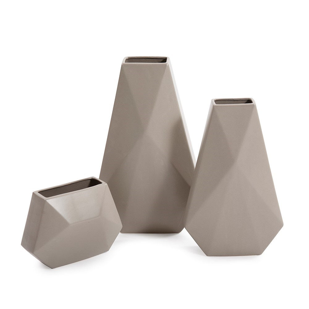 Geo Matte Stone Ceramic Vase, Medium