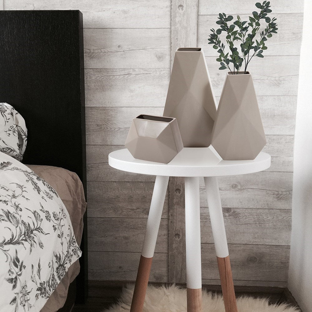 Geo Matte Stone Ceramic Vase, Medium