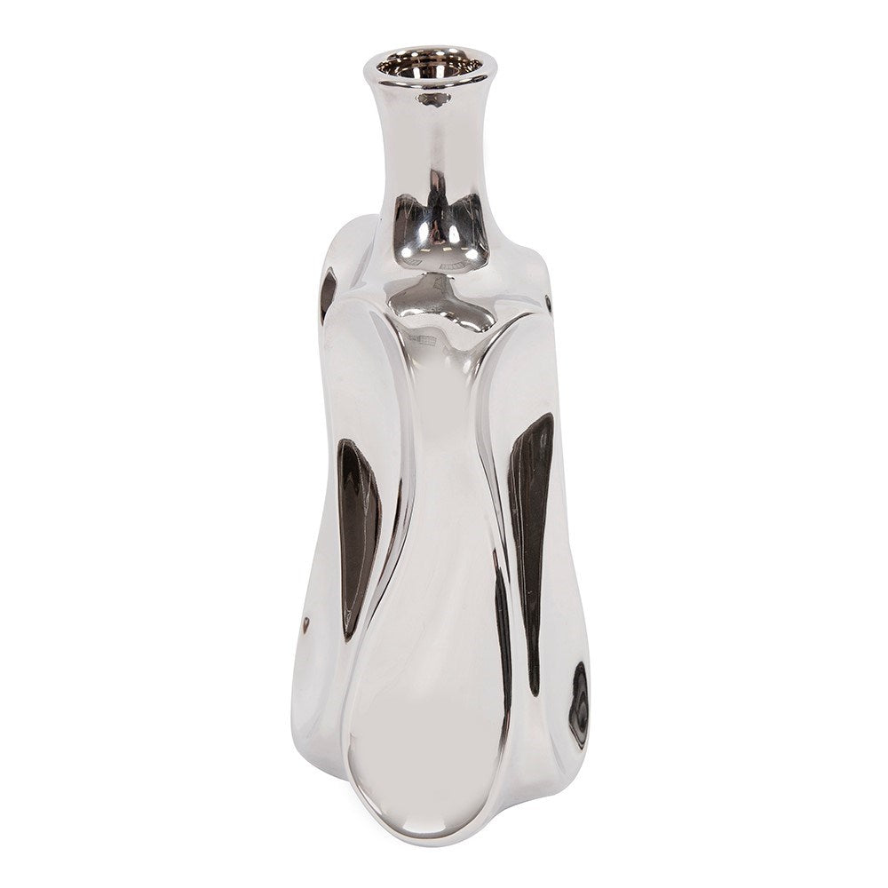 Exaggerated Wave Design Silver Bottle Vase, Small