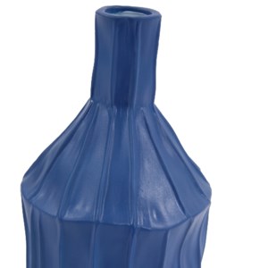 Royal Blue Ribbed Ceramic Bottle