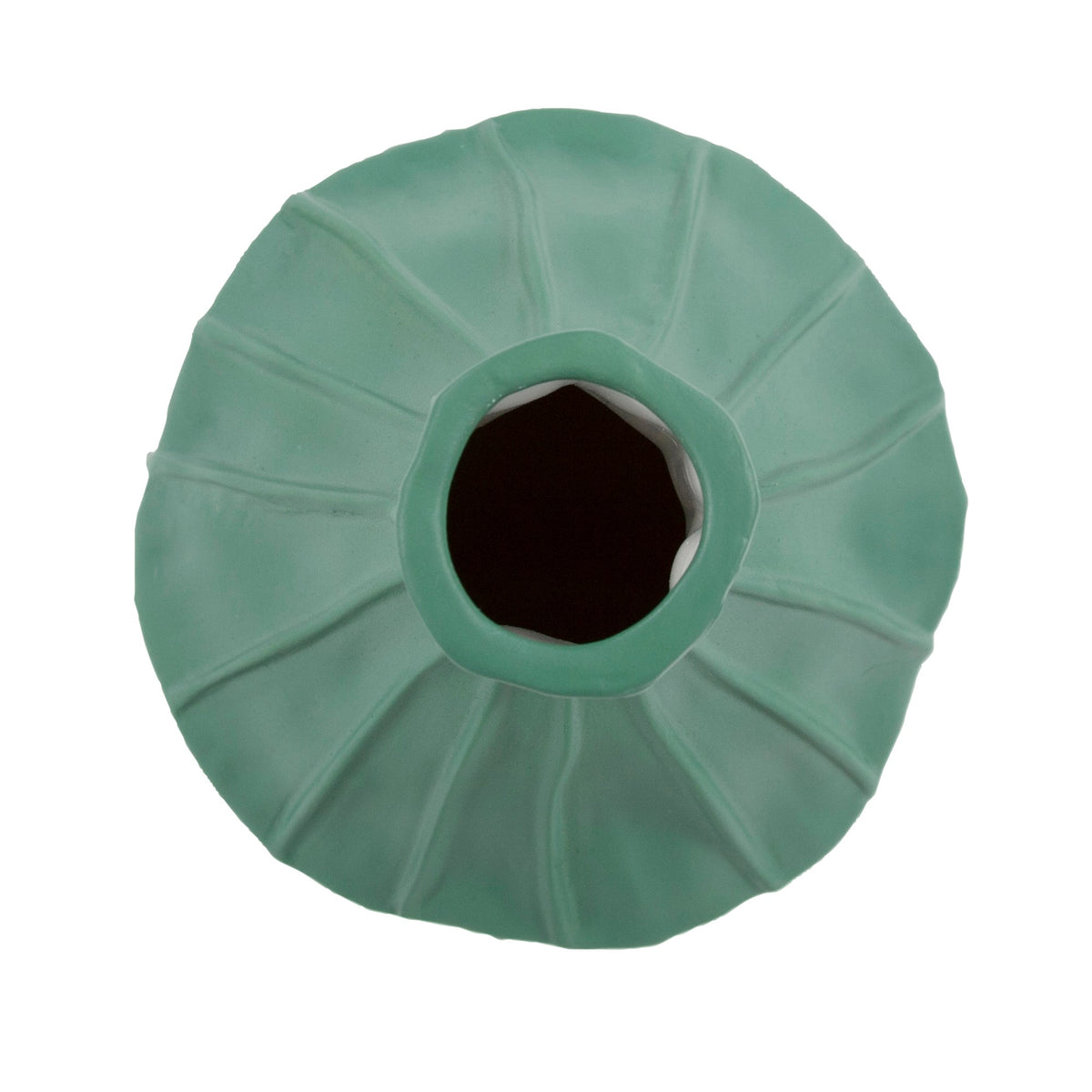 Emerald Green Ribbed Ceramic Bottle
