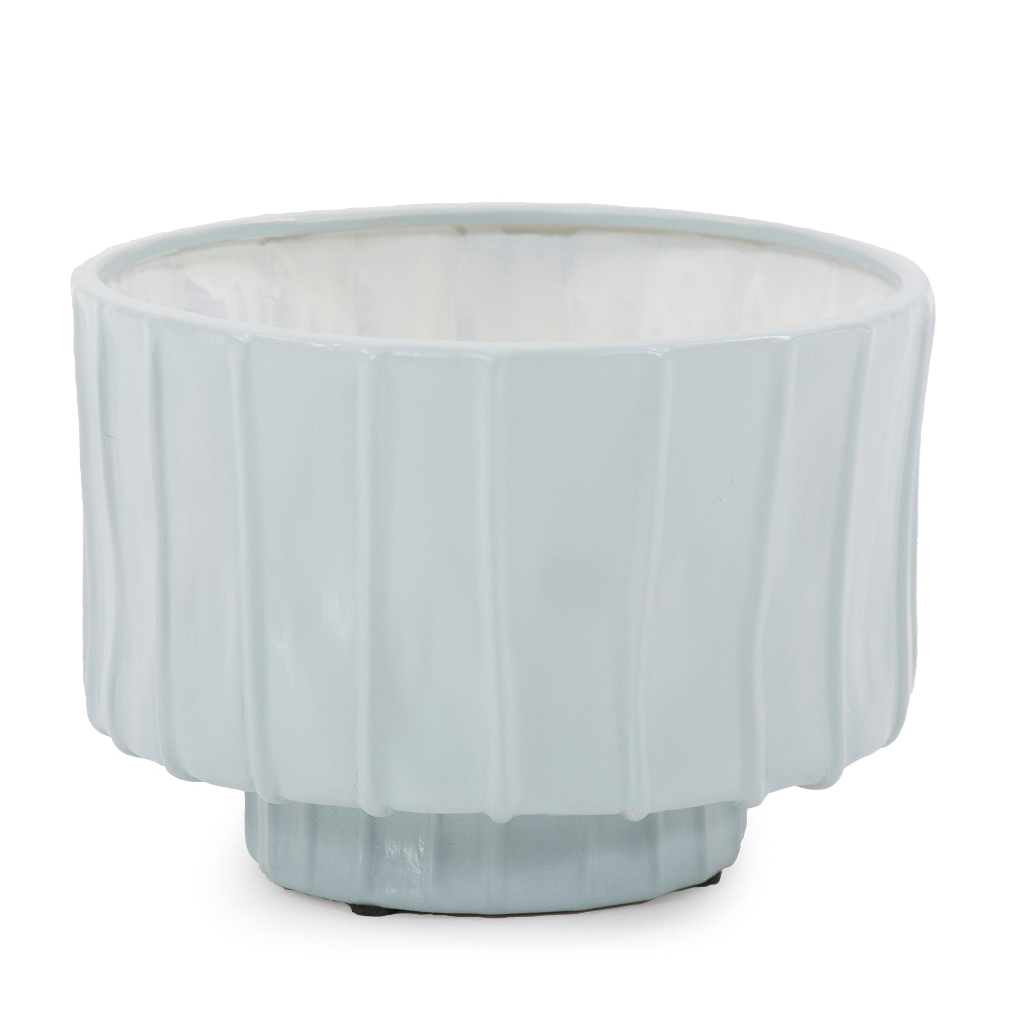 Robin's Egg Blue Ribbed Ceramic Bowl