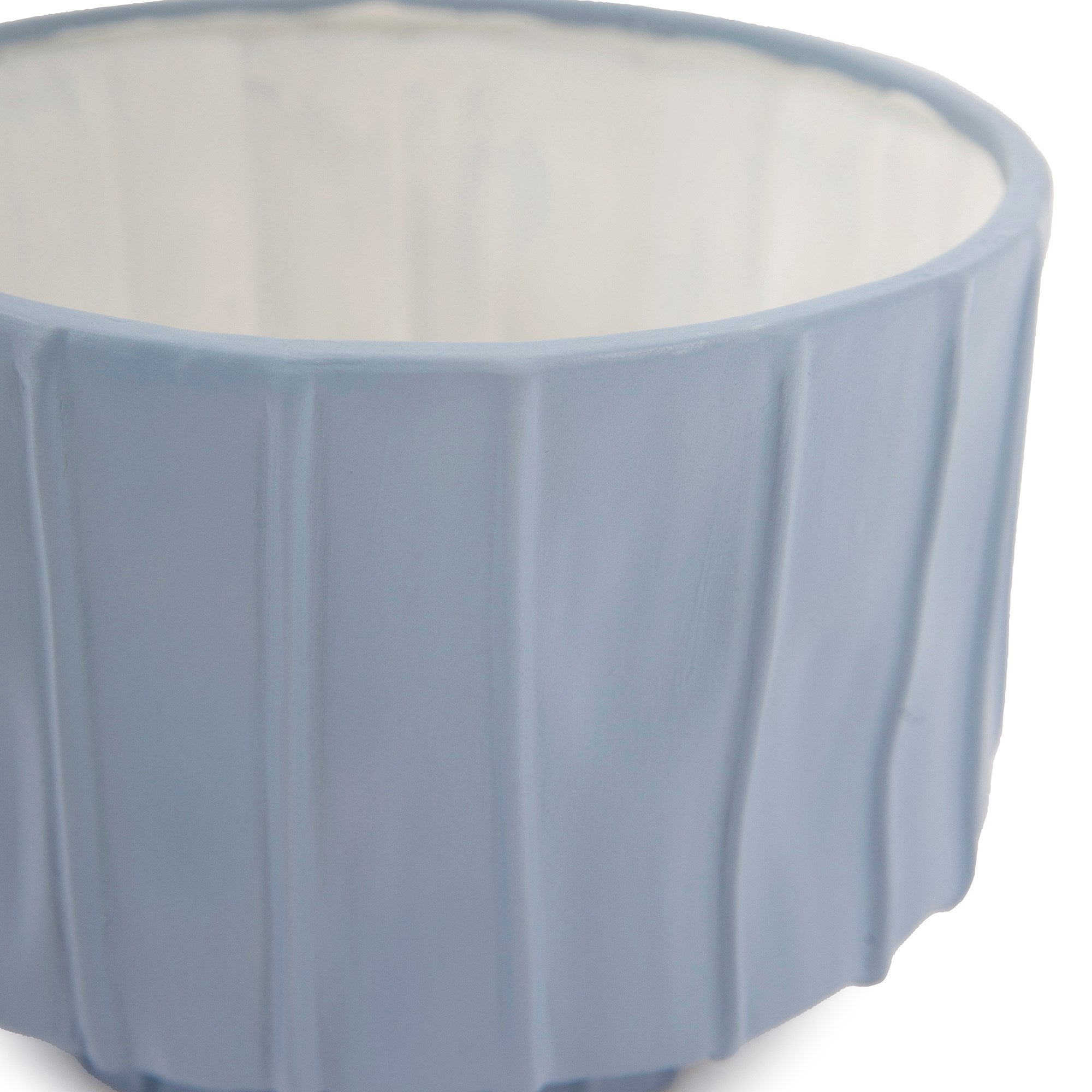 French Blue Ribbed Ceramic Bowl