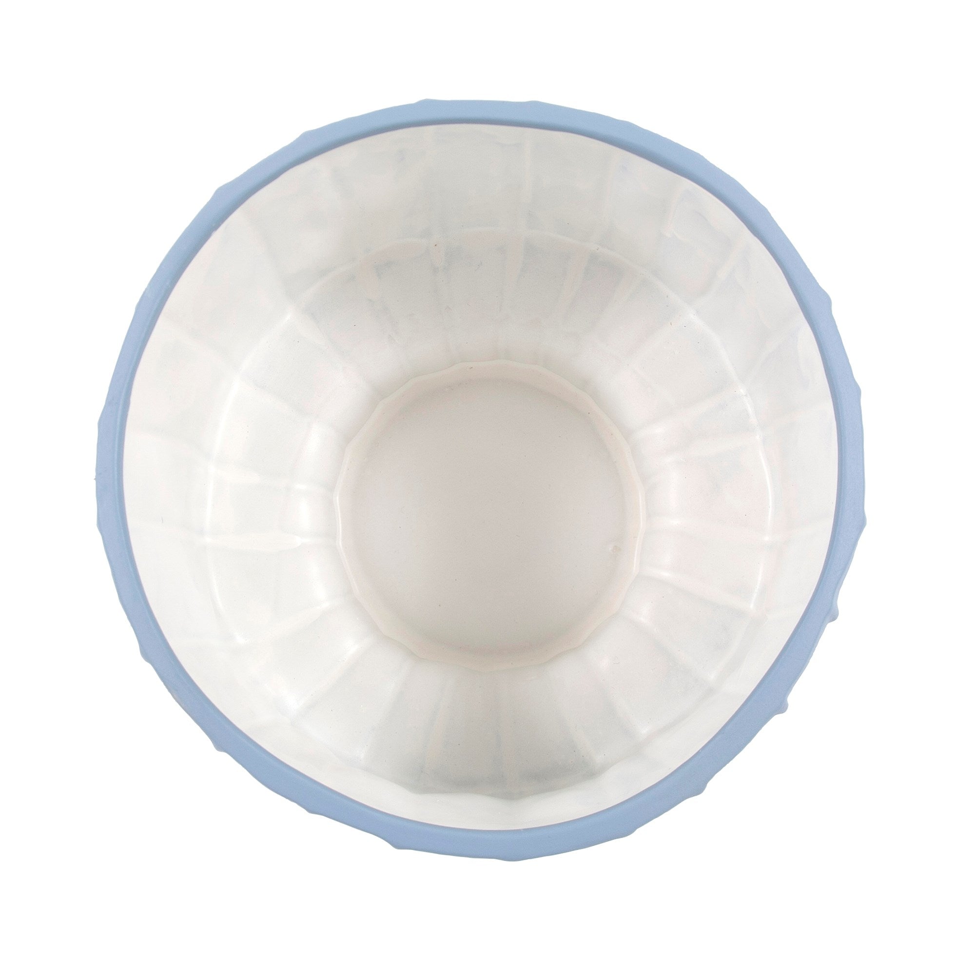 French Blue Ribbed Ceramic Bowl