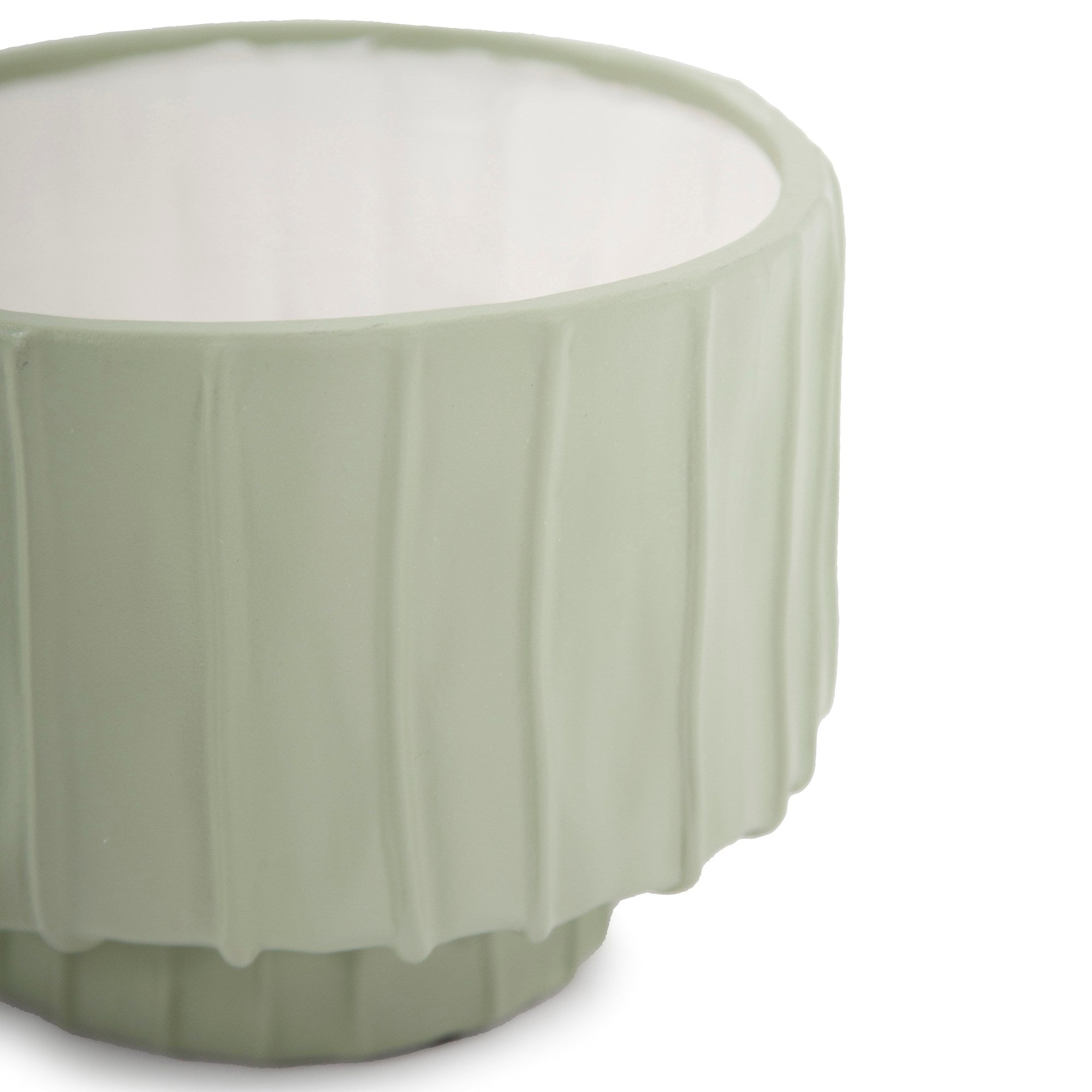 Sage Green Ribbed Ceramic Bowl