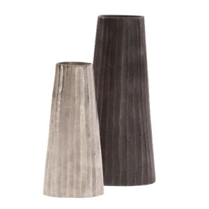 Graphite Chiseled Metal Vase