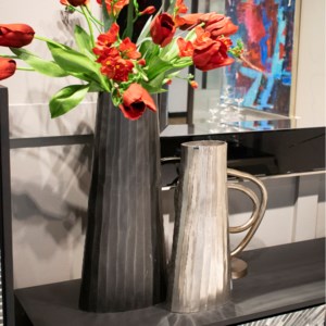 Graphite Chiseled Metal Vase
