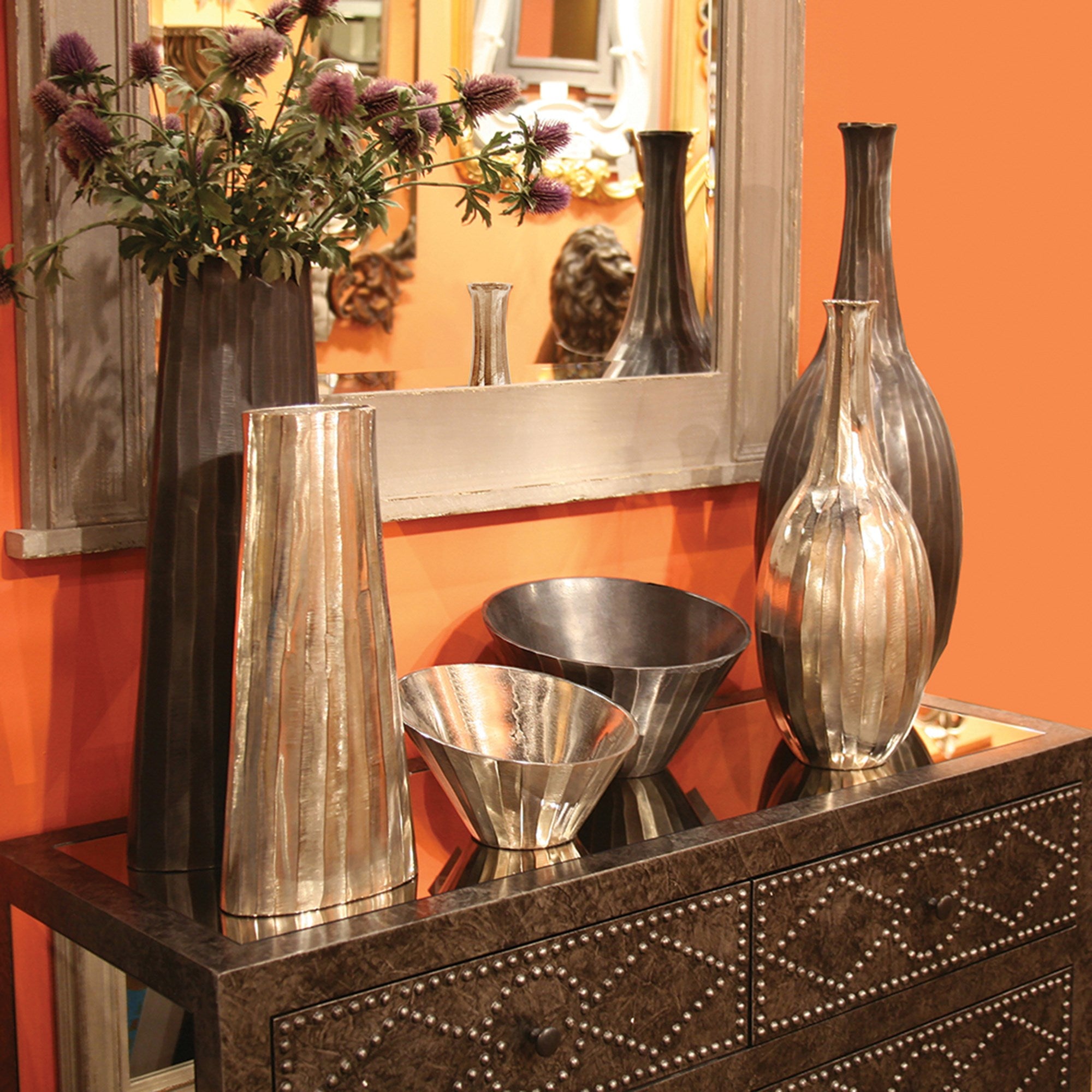 Graphite Chiseled Metal Vase