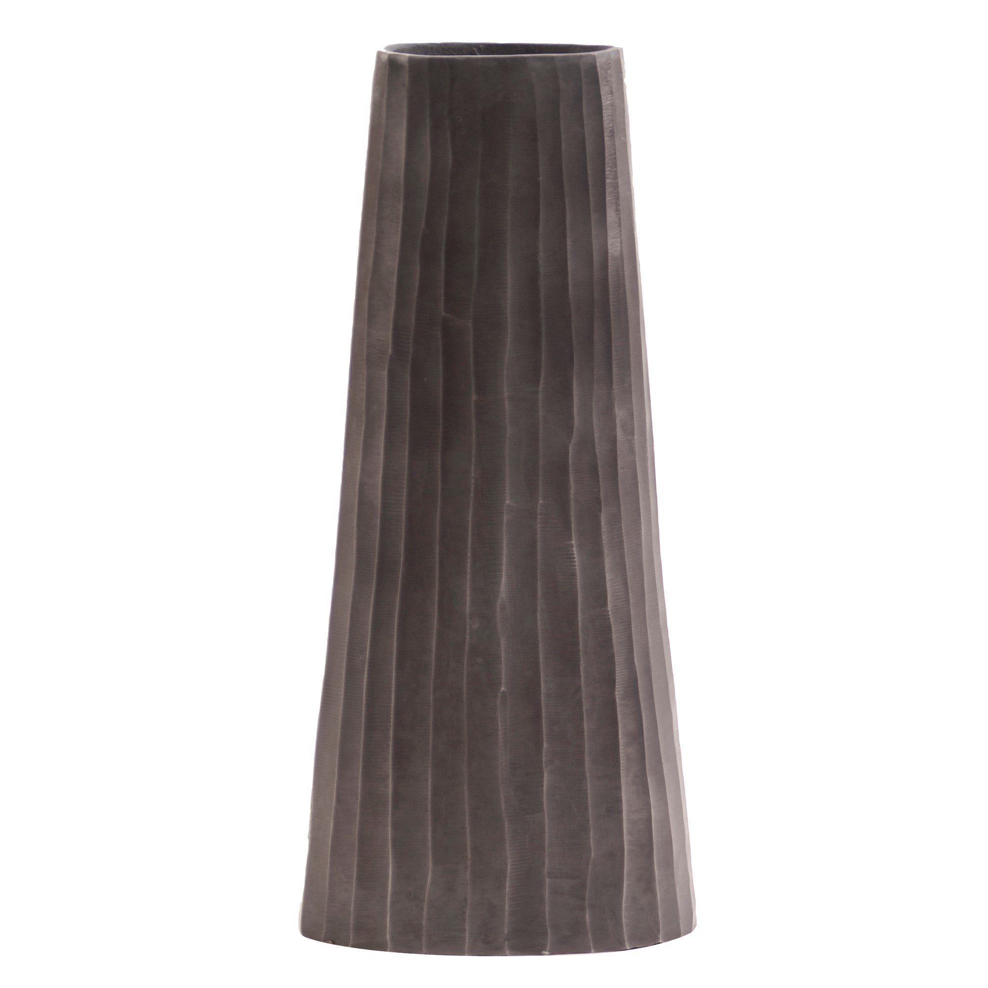 Graphite Chiseled Metal Vase