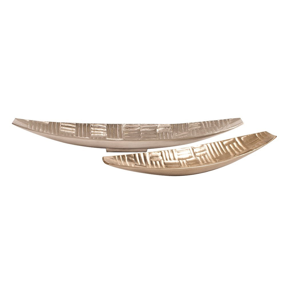 Textured Aluminum Elongated Gold Bowl, Small