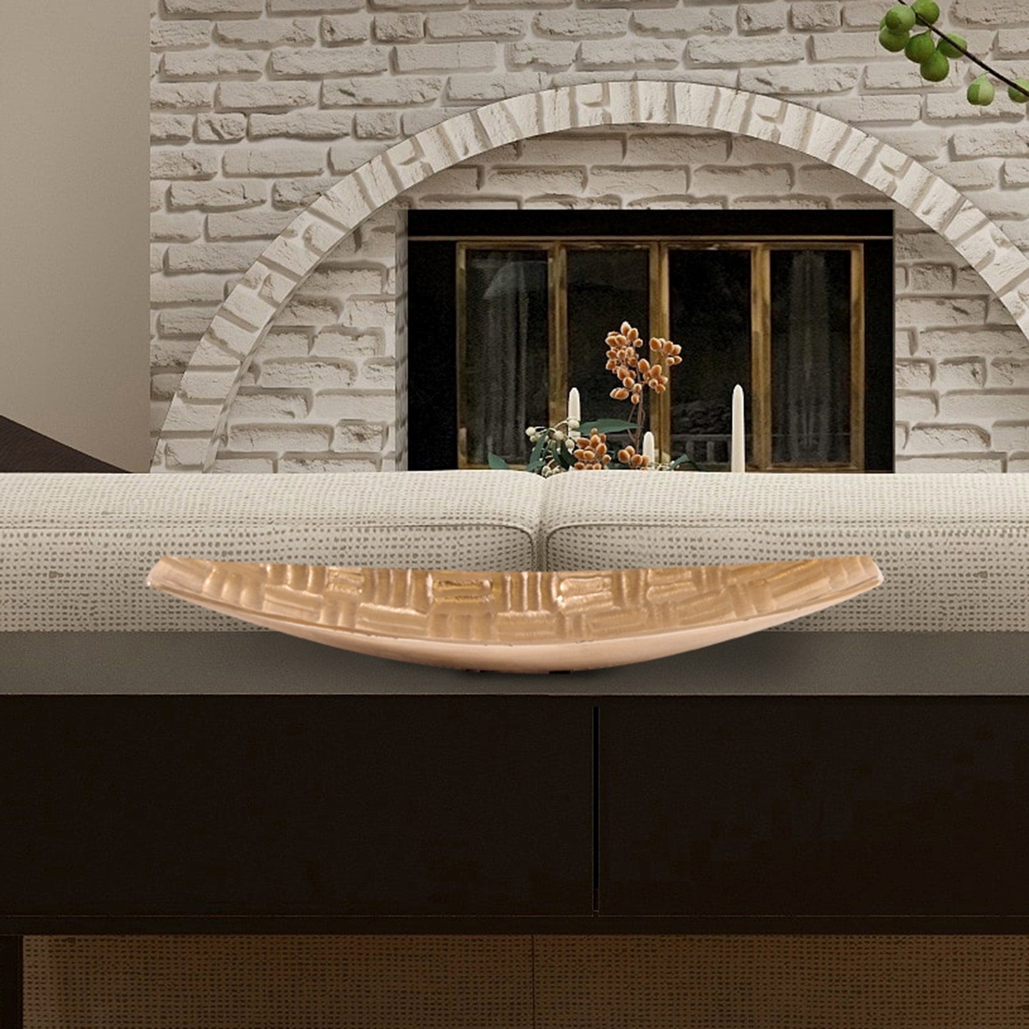 Textured Aluminum Elongated Gold Bowl, Small