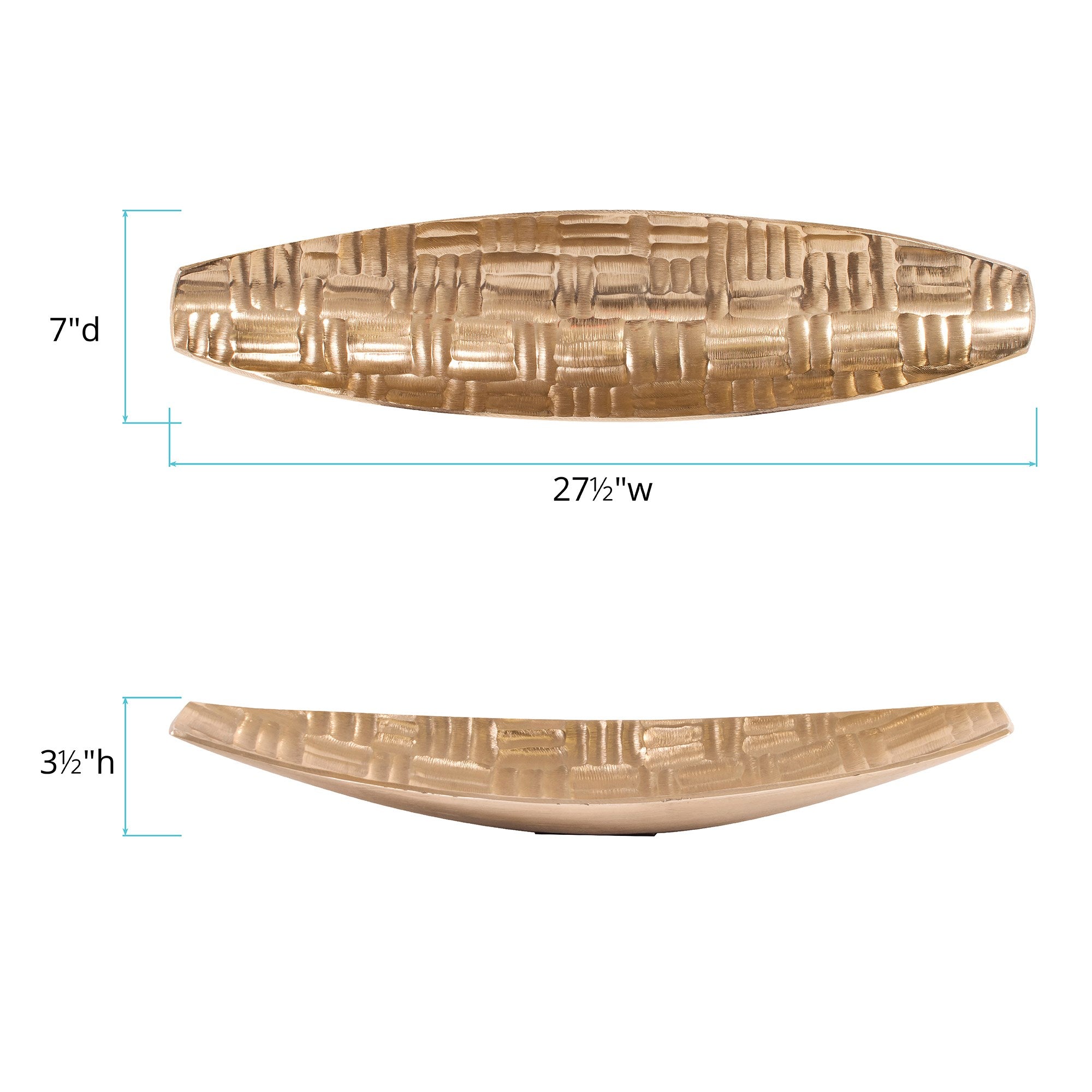 Textured Aluminum Elongated Gold Bowl, Small