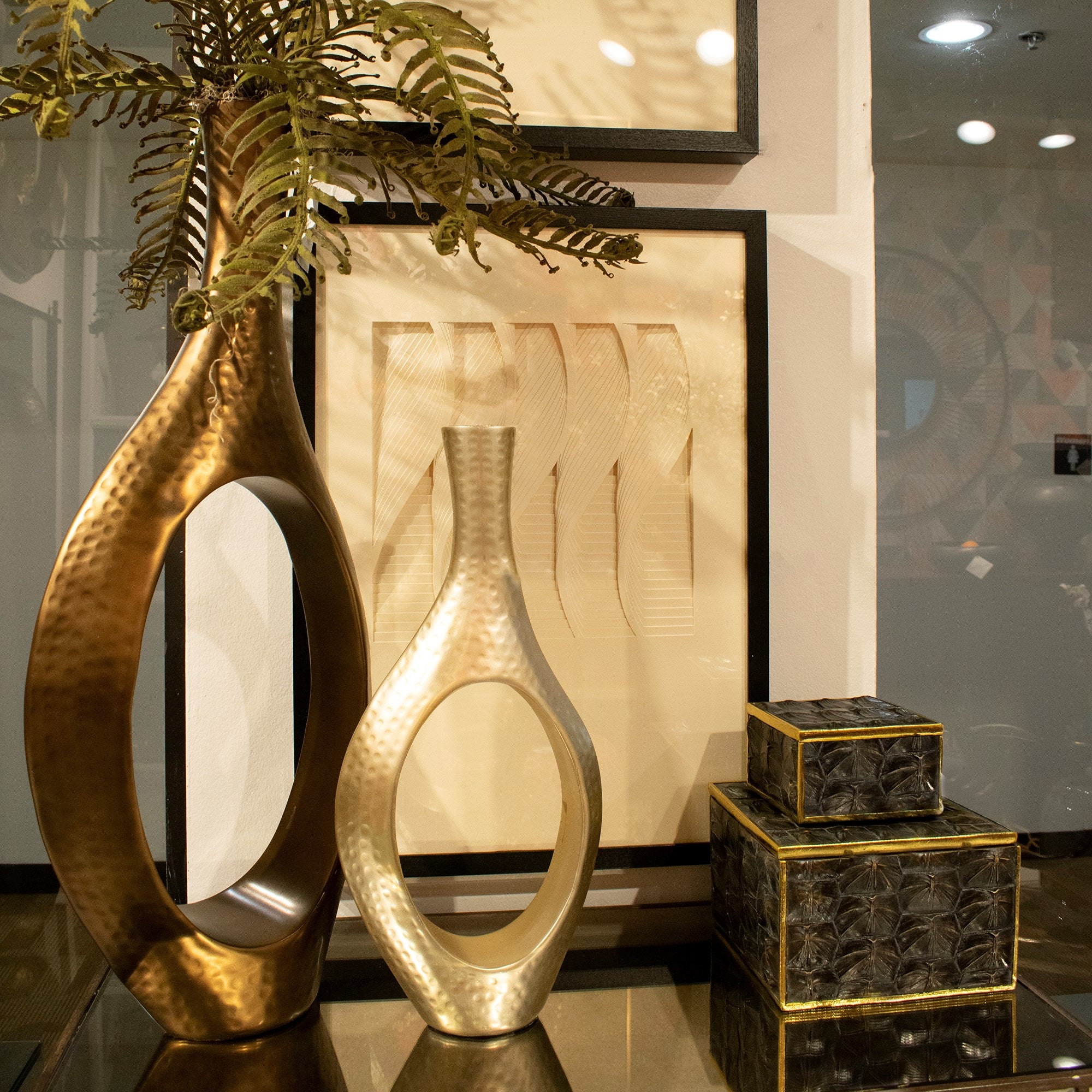 Asymmetrical Aluminum Bronze Vase - Large