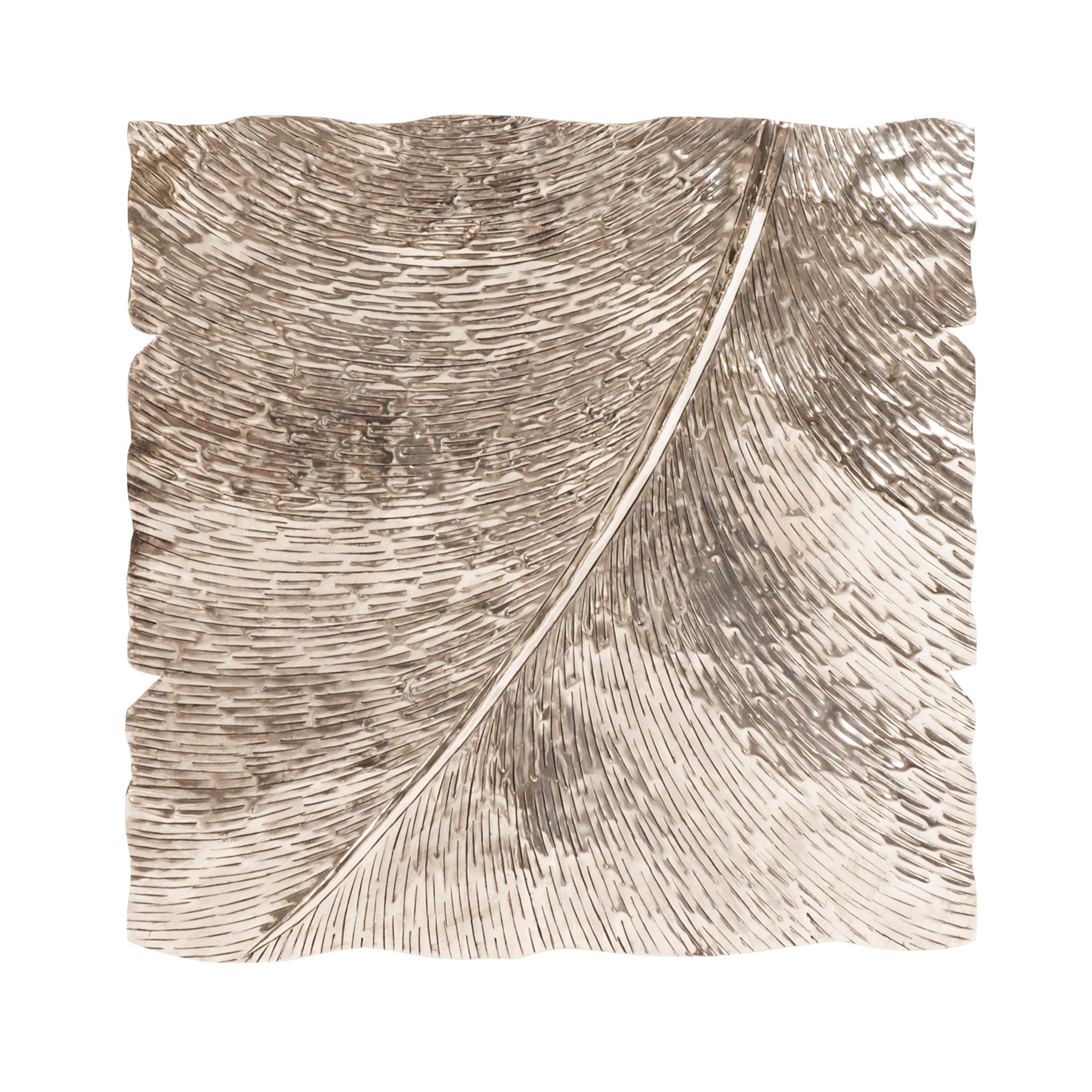 Square Leaf Wall Decor Large Antique Silver