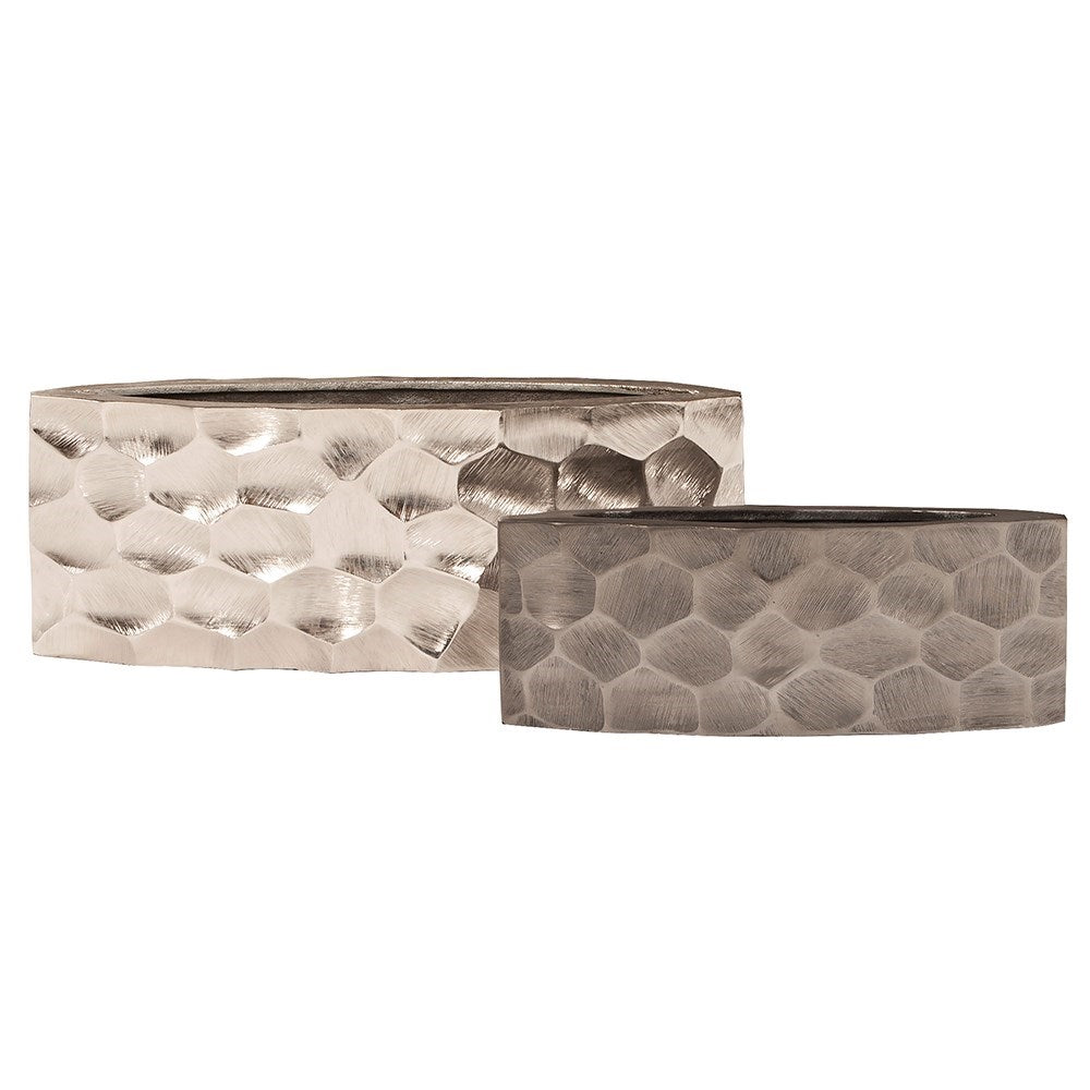 Hammered Aluminum Elongated Small Graphite Vase