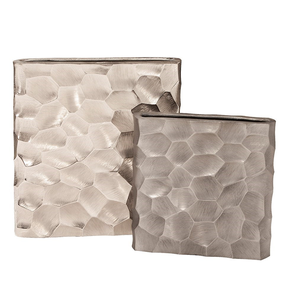 Hammered Aluminum Flat Small Graphite Vase